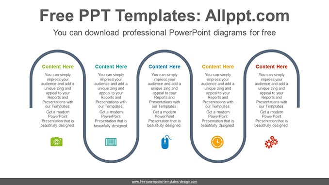 Five Flow Process PowerPoint Diagram Template