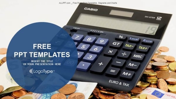 Calculator and euro banknotes PowerPoint Templates (1)