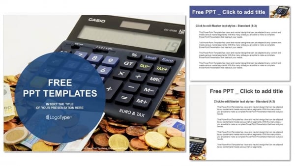 Calculator and euro banknotes PowerPoint Templates (4)