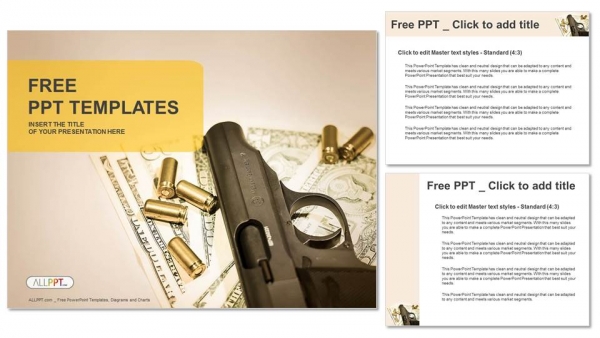 Gun And Group Of Bullets Powerpoint Templates