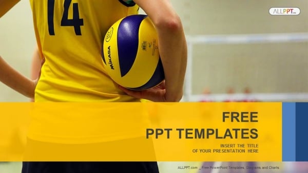 Young Girl Holding Volleyball-Sports PowerPoint Templates (1)