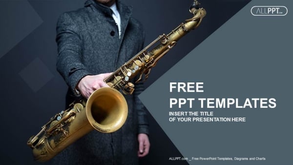 Musician holding saxophone PowerPoint Templates (1)