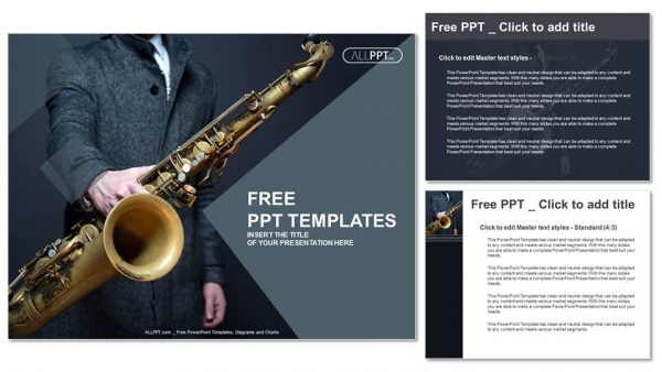 Musician holding saxophone PowerPoint Templates (4)