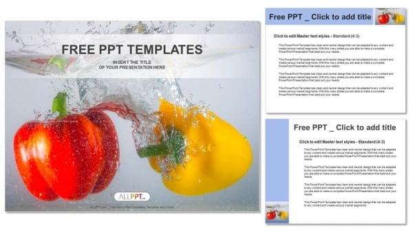 Red and yellow paprika peppers in water PowerPoint Templates (4)