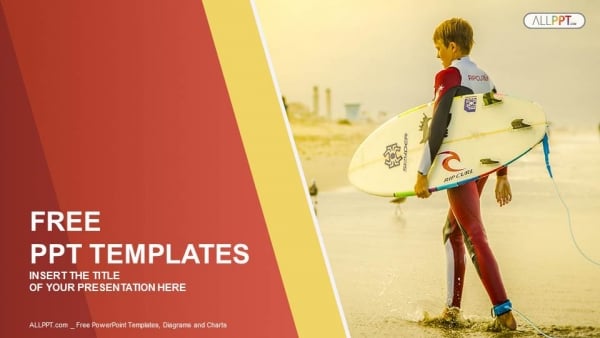 Surfer holding a Surf Board-Sports PowerPoint Templates (1)