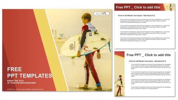 Surfer holding a Surf Board-Sports PowerPoint Templates (4)