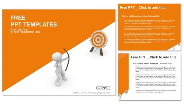 Guy hitting the target with his bow and arrow PowerPoint Templates (4)