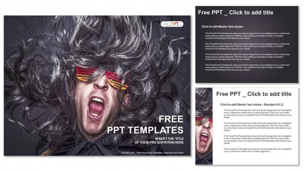 Rock star singing over black background PowerPoint Templates (4)