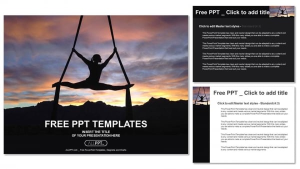 Silhouette of woman doing yoga PowerPoint Templates (4)