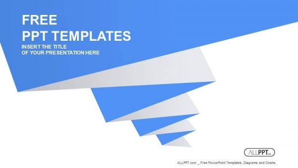 Blue pleated shape on the white background PowerPoint Templates (1)