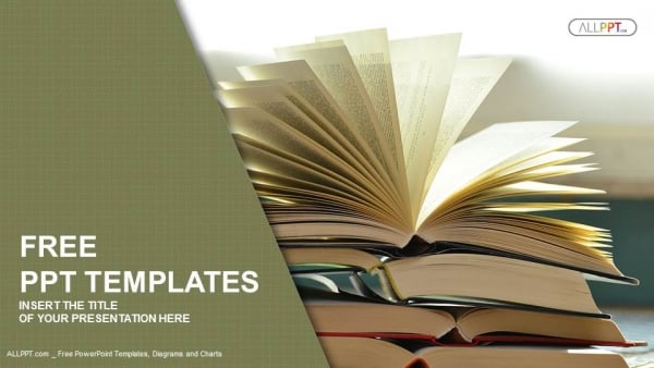 Composition with vintage old hardback books PowerPoint Templates (1)