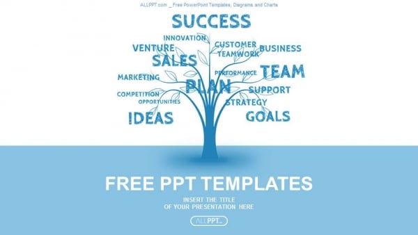 Concept blue word tree leadership marketing or business PowerPoint Templates (1)