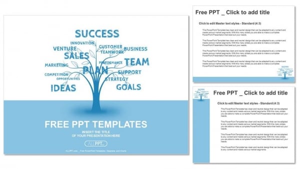 Concept blue word tree leadership marketing or business PowerPoint Templates (4)