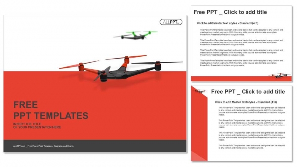 Flying drone. Quadrocopter PowerPoint Templates (4)