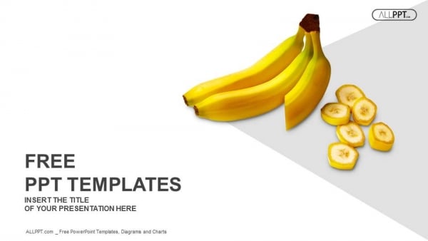 Bananas whole and sliced on white background PowerPoint Templates (1)
