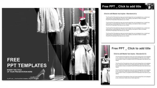 Boutique display window with mannequins in fashionable dresses PowerPoint Templates (4)