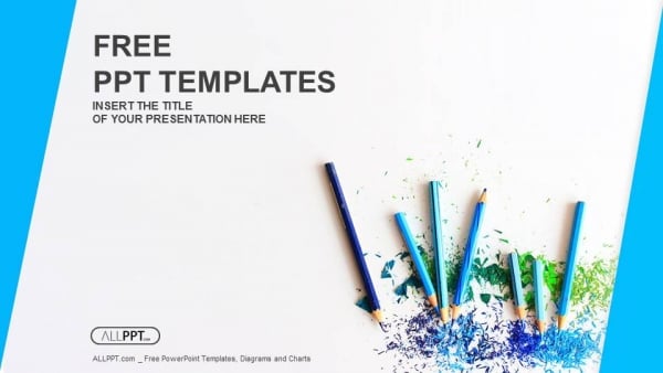 Colour pencils with sharpening shavings PowerPoint Templates (1)