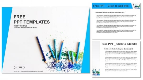 Colour pencils with sharpening shavings PowerPoint Templates (4)