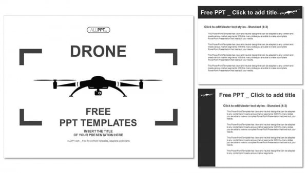 Drone icon in black flat style PowerPoint Templates (4)