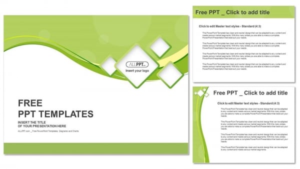 Green abstract background and squares PowerPoint Templates (4)