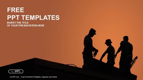 Silhouette of construction worker PowerPoint Templates (1)