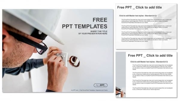 Electrician working at plug socket PowerPoint Templates (4)
