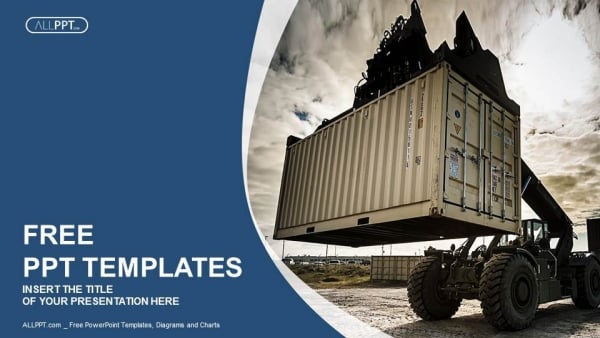 Forklift handling the container box PowerPoint Templates (1)