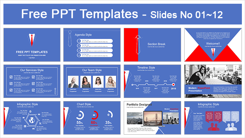 Businessman's Red Tie PowerPoint Template-Preview-01