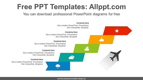Flag Stair Arrow PowerPoint Diagram Template- list image