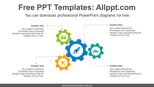 Four gears PowerPoint Diagram Template-list image