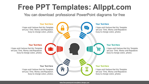Six radial bulbs PowerPoint Diagram Template-list image