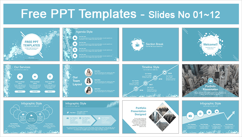 Water Colored Splashes PowerPoint Template-Preview-01