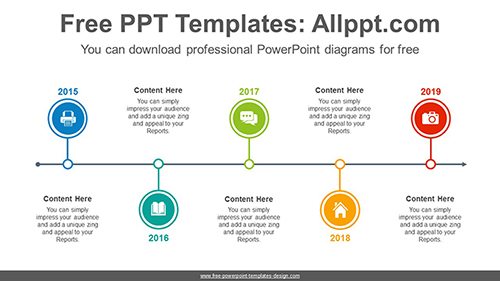 Five circled timelines PowerPoint Diagram Template-list image