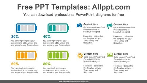 Four battery graphs PowerPoint Diagram Template-list image
