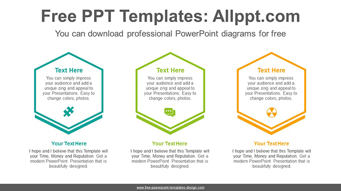 Hexagonal Text Box Powerpoint Diagram Template