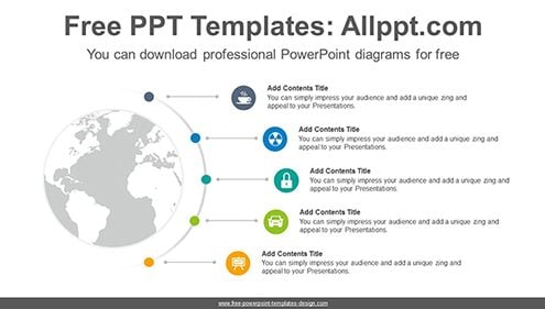 Radial world map PowerPoint Diagram Template-list image