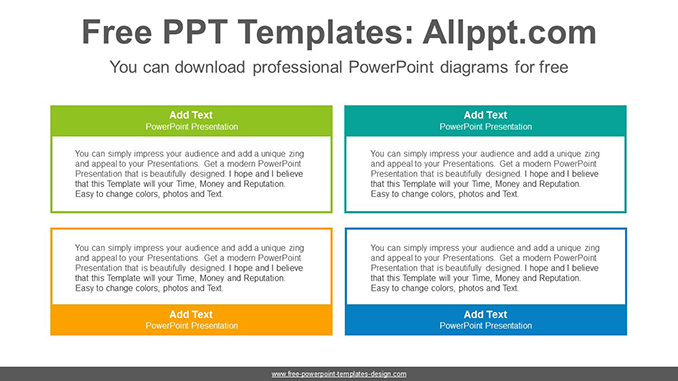 Simple Color Text Boxes Powerpoint Diagram Template