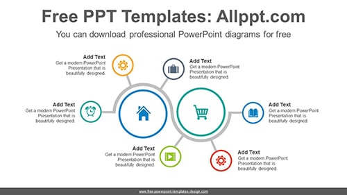 Two large circle cycles PowerPoint Diagram Template-list image