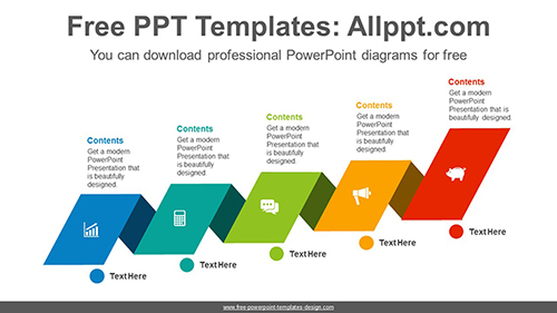 Cascading ribbon PowerPoint Diagram Template-list image
