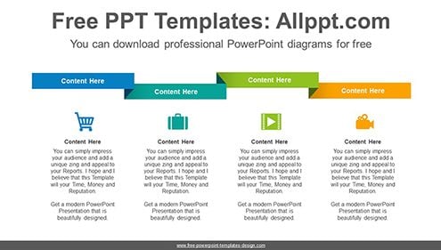 Folded ribbon progress PowerPoint Diagram Template-list image