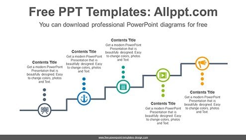 Line stairs across circles PowerPoint Diagram Template-list image