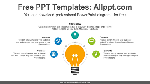 Radial bulb PowerPoint Diagram Template-list image