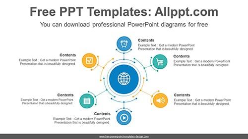 Six radial circles PowerPoint Diagram Template-list image