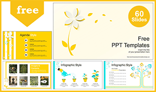 Beautiful Yellow Flower Powerpoint Templates Easily Editable Shape
