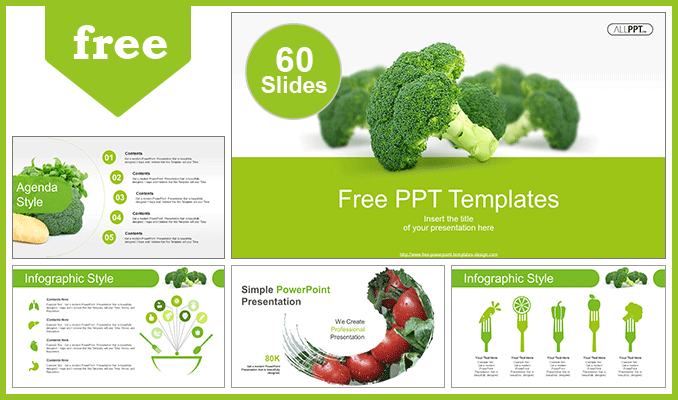 Fresh Green Broccoli Powerpoint Templates