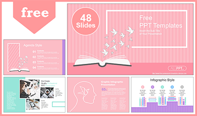 Opened-Book-with-Papercranes-Education-PowerPoint-Templates-List