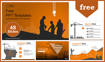Silhouette Of Construction Worker Industry Powerpoint Templates For Free