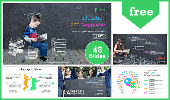 Chalk Drawn Books Powerpoint Templates For Free