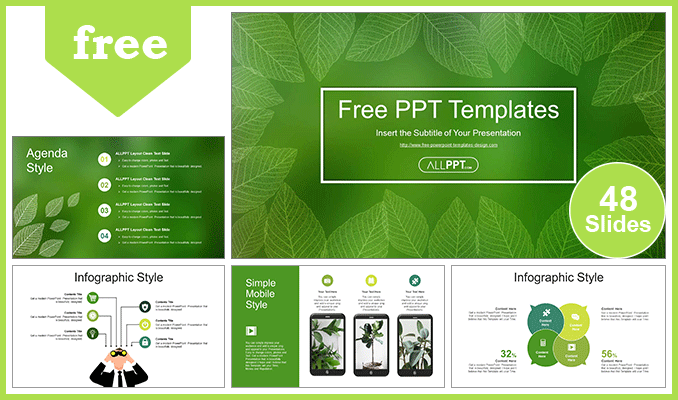Transparent Skeletal Leaves PowerPoint Templates for free