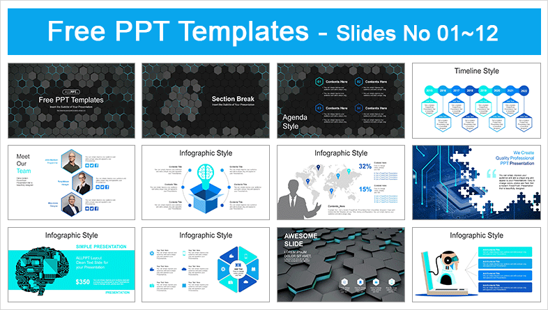 Abstract Hi-Tech Hexagons PowerPoint Templates for free